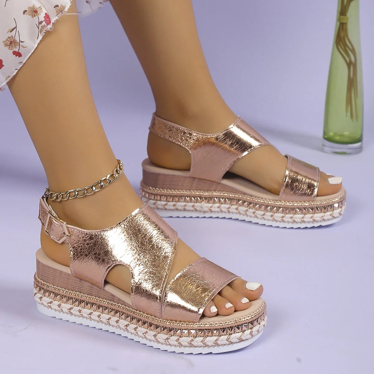 Ladies Shoes 2024 High Quality Peep Toe Women's Sandals Fashion Office and Career New  Solid Wedges Sandals shoes