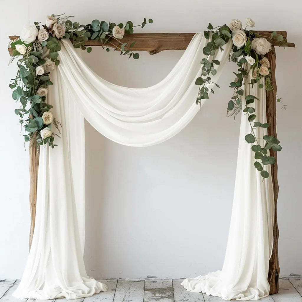 Beautiful Chiffon Drapes Arched Door Chiffon Curtains Wedding Decor Fabric Outdoor Decoration Hanging Curtains Wedding Lawn