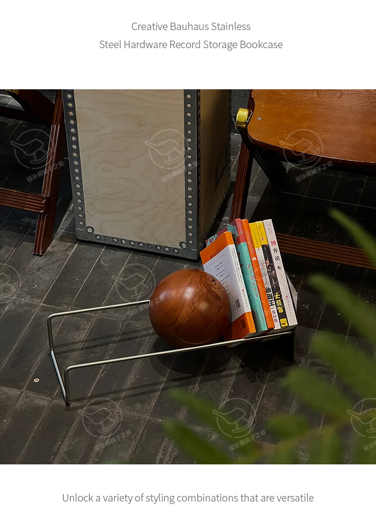 Bauhaus Creative Bookshelf Solid Wood Ball-Bearing Magazine Holder Mid-Century Modern Desk Organizer Artistic Home Display shelf