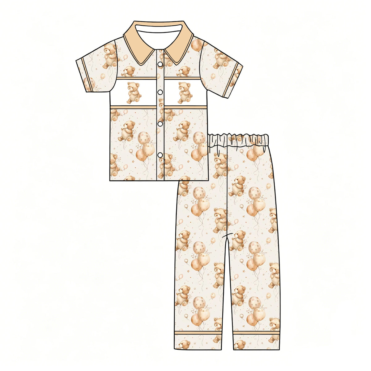 New Kids Halloween Ghost Pumpkin Outfit Girls Puff Sleeve Dress Boys Button Collar Shirt Ruffle Pants Christmas Bear Set