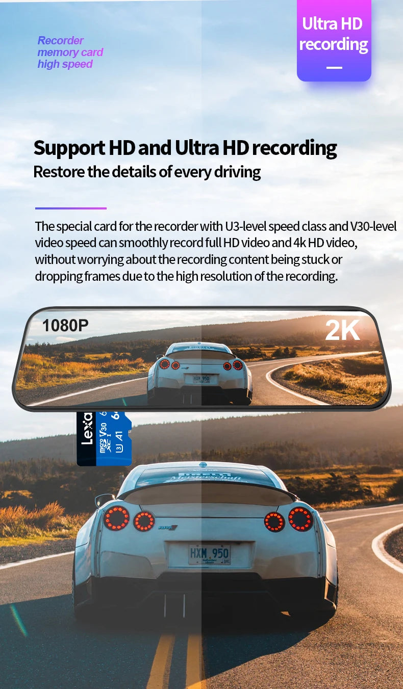 Lexar 633X Memory Card 128GB Class 10 Micro SD Card 64GB 32GB Flash Cards SDHC/SDXC UHS-I Blue TF Cards for Dashcam/Camcorder