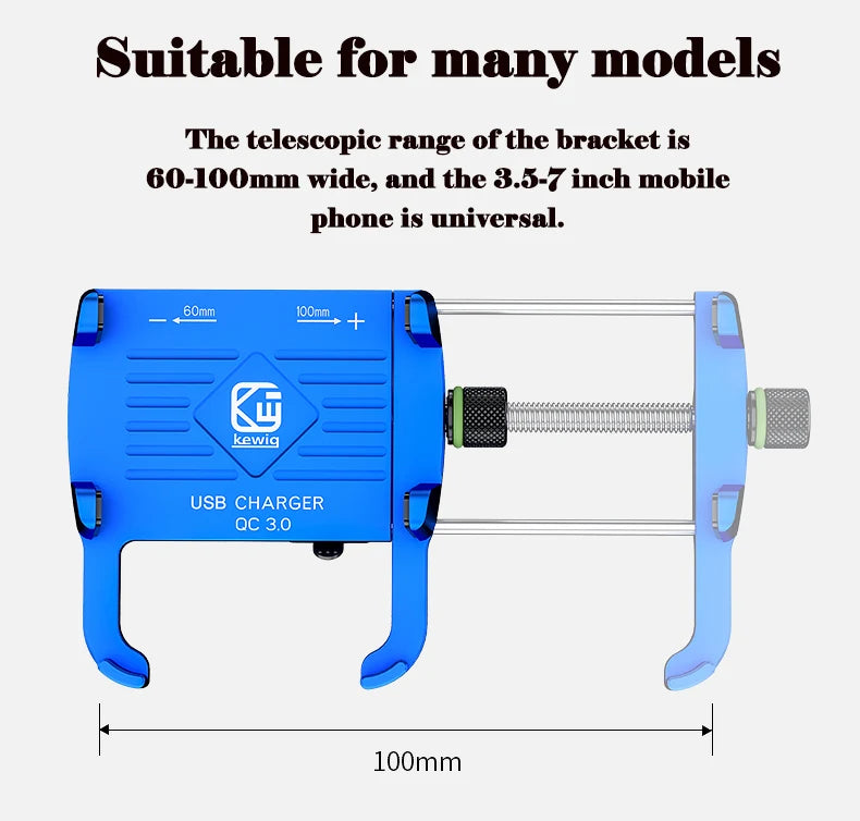 Whole Aluminium 12-24V Motorcycle Phone Holder USB Charger QC3.0 Fast Charging Mount Bicycle Handlebar Bracket for iPhone Huawei