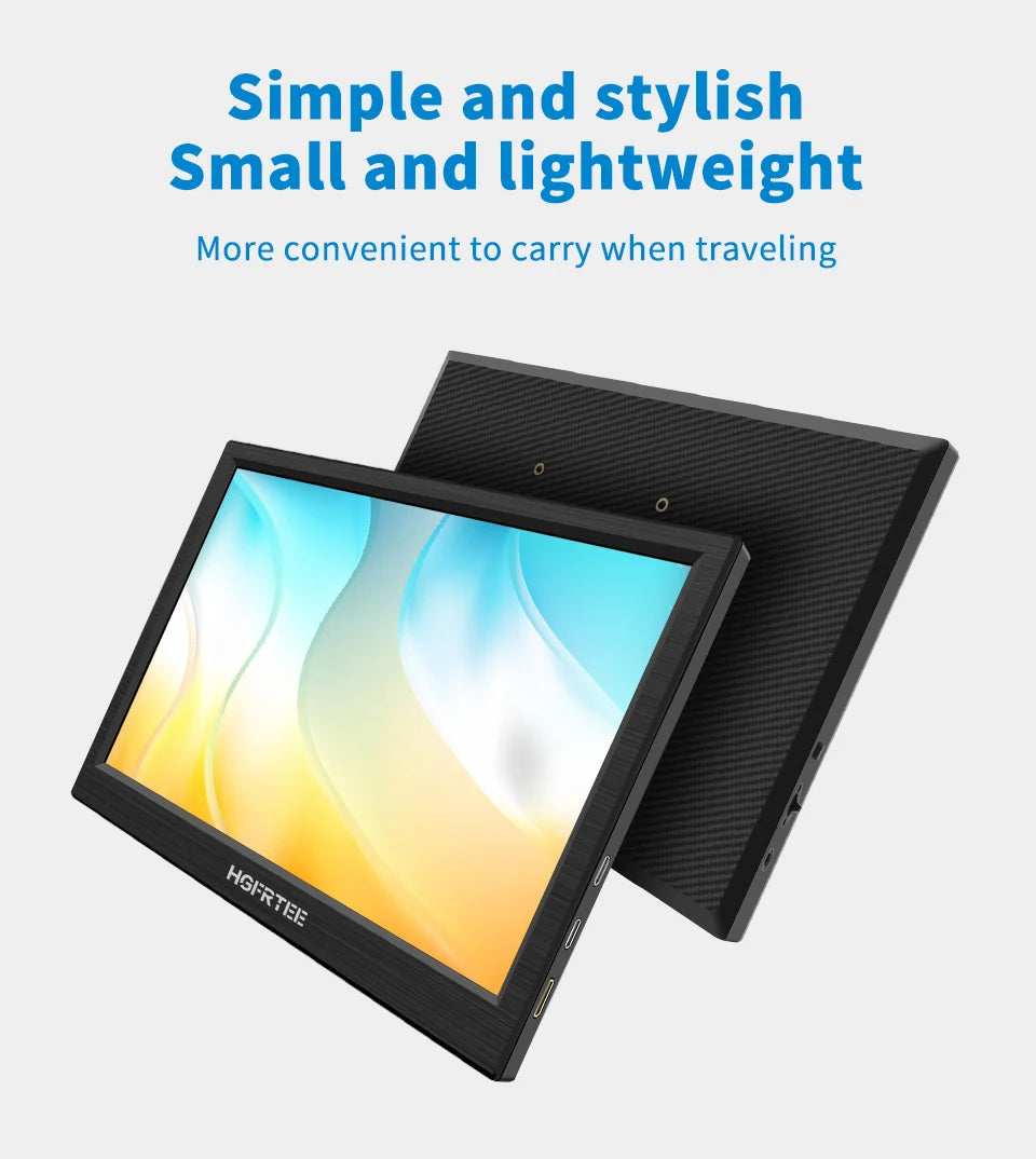 HGFRTEE portable monitor 11.6inch laptop monitor 768 display external monitor suitable for laptop and computer built-in speakers