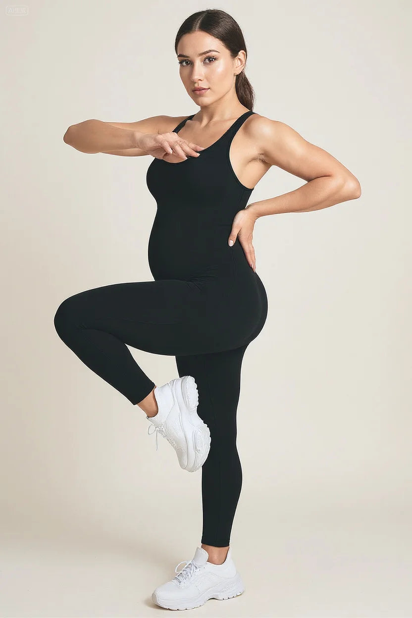 Maternity Clothing Jumpsuits Solid Color Backless Bodysuit Shapewear Yoga Pilates Sports Workout Outfits Pregnancy Women Clothes
