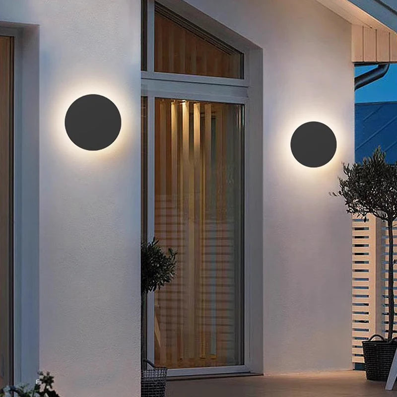 Outdoor Waterproof Wall Lamps Round Aluminum Wall Light Porch Courtyard Lamp Exterior Wall Sconce Waterproof Lighting