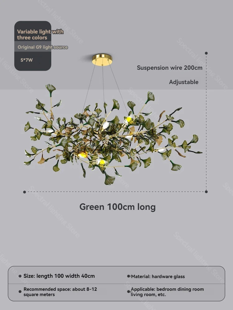 Living Room Chandelier Modern Minimalist and Magnificent Light Luxury Creative Ginkgo Leaf Designer Duplex Building Villa