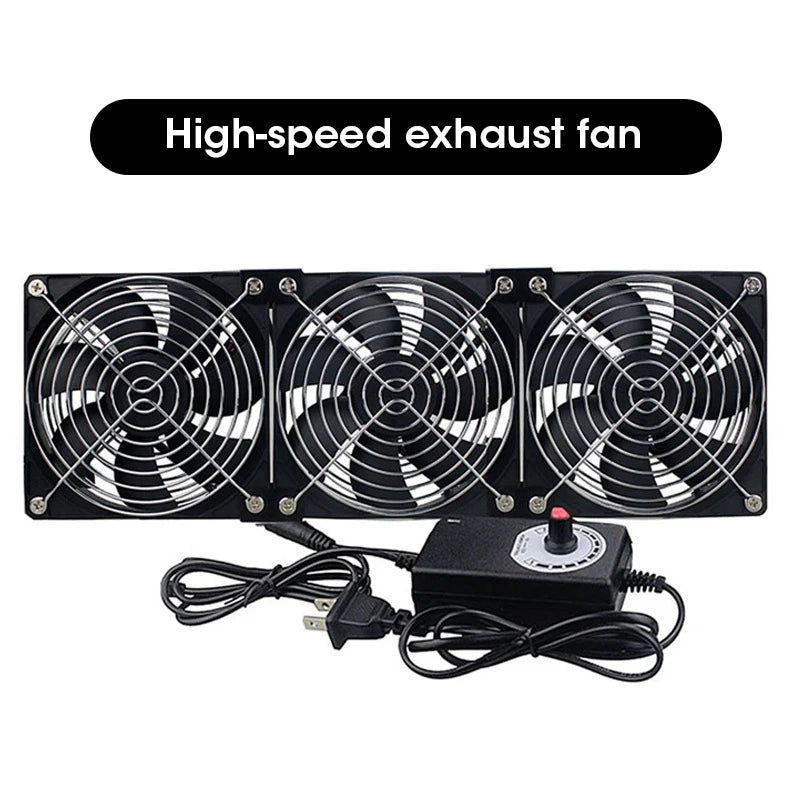 220V 12V Cooling Exhaust Fans with Controller 12cm for GPU VGA Btc Machine Workstation Cabinet Radiator Server Fan