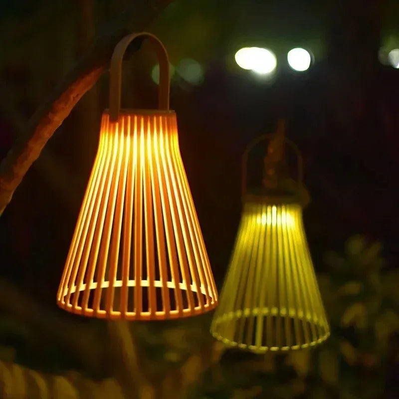 Outdoor Solar Rattan Hanging Lamp Garden Villa Gate Balcony Atmosphere Waterproof Projection Light Camping Patio Home Decoration