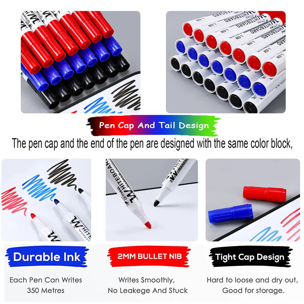 1/20pcs Erasable Whiteboard Marker Pen Blackboard Marker Teaching Chalk for Glass Ceramics Office School Art Marker Stationery