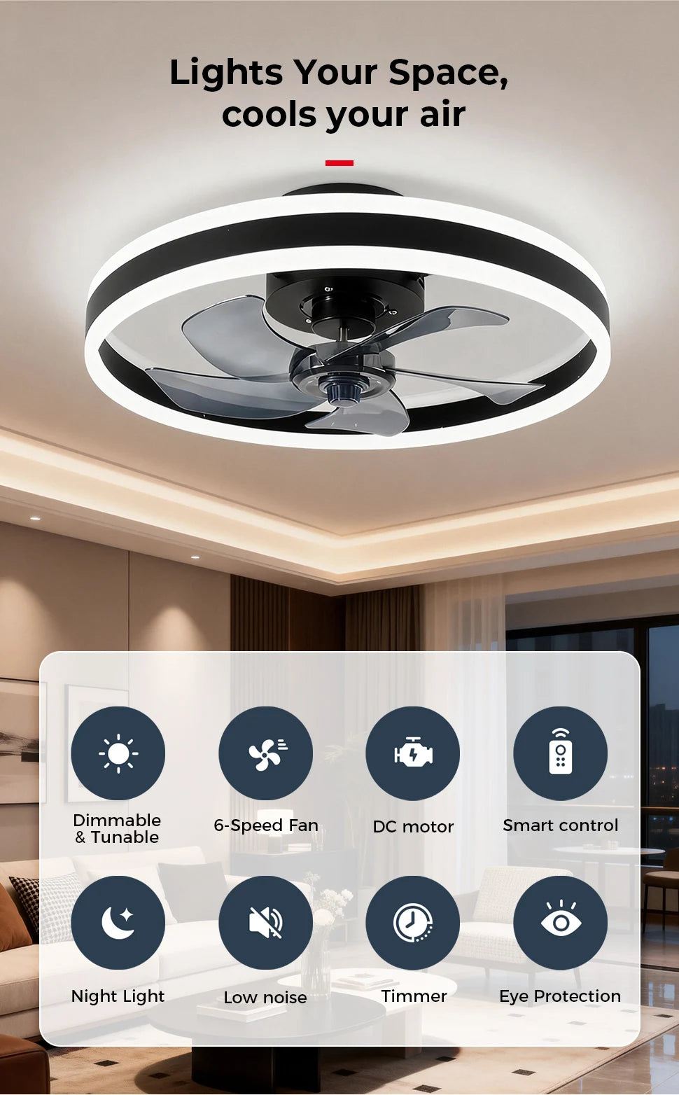 Modern Ceiling Fan (With Lighting) Silent LED Dimmable Ceiling Fan (With Remote Control) for Bedroom Study Dining Room,