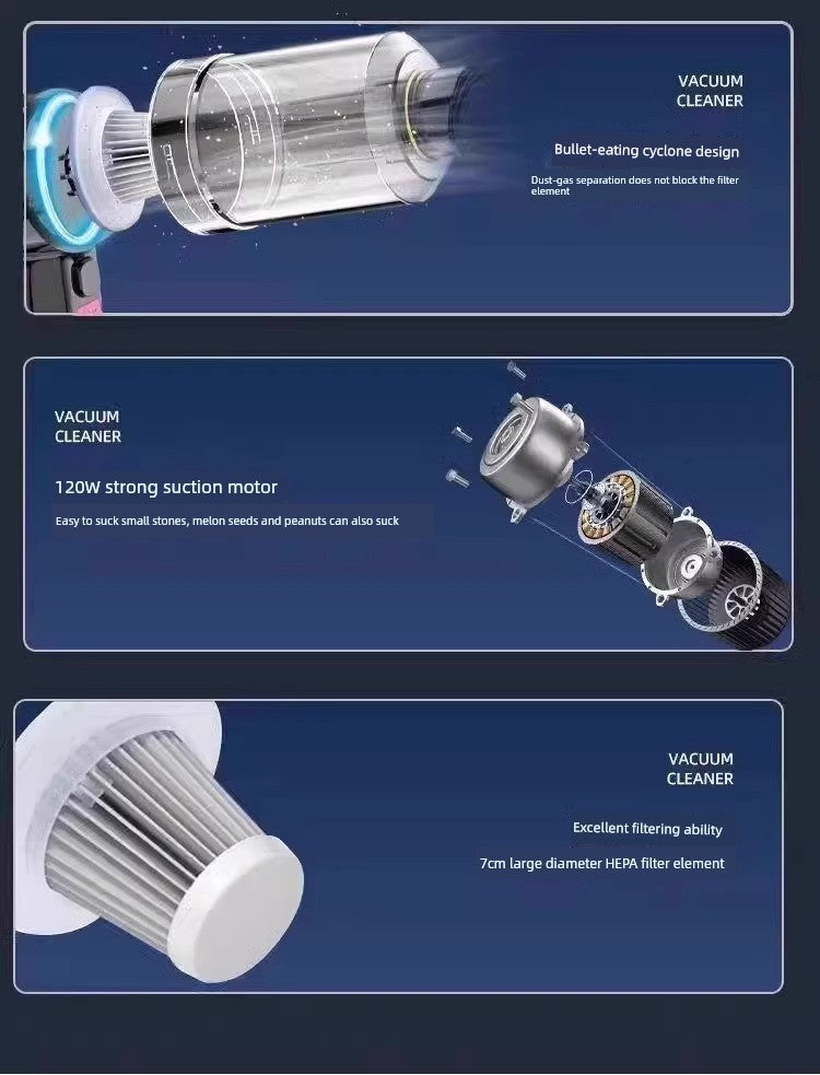 Mini Car Wireless Charging Automobile Vacuum Cleaner For Home Powerful Large Suction High Power Small Handheld Vacuum Cleaner