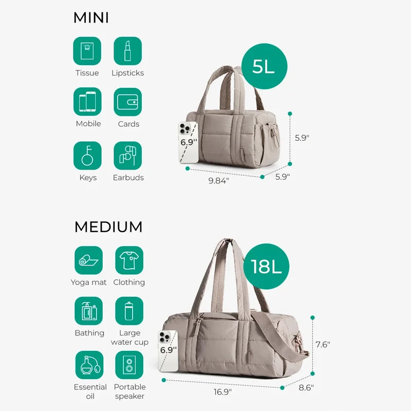 BAGSMART Travel Gym Bag for Women Yoga Mat Duffle Bag with Wet & Dry Pocket Quilted Sports Bag for Weekend Swimming