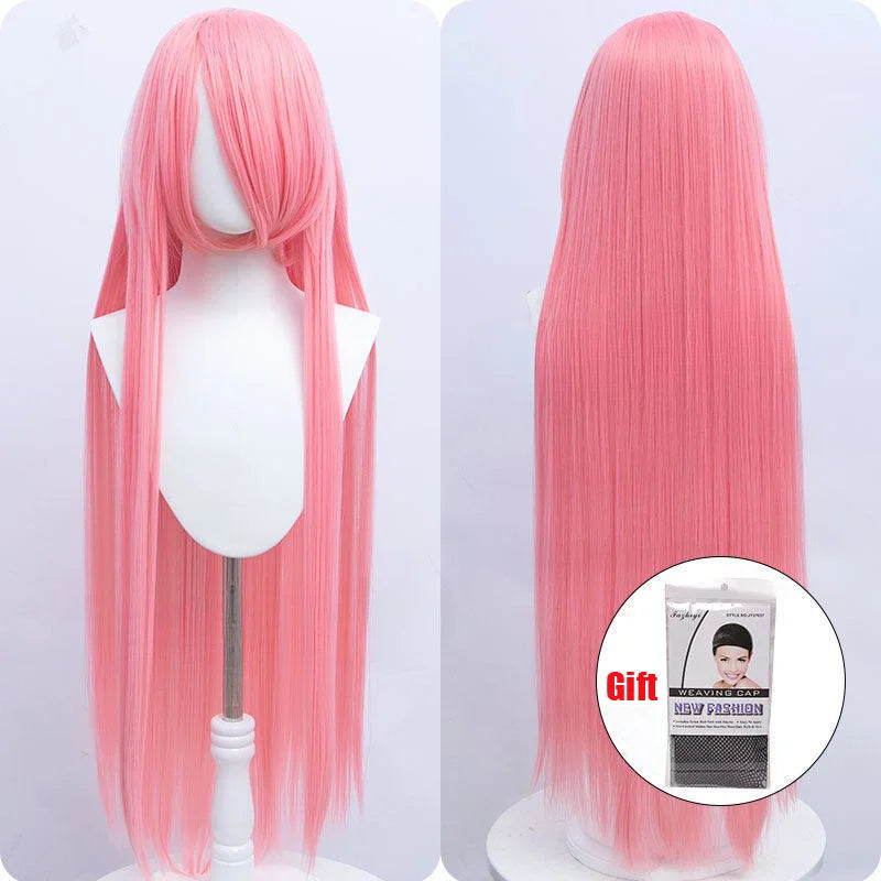 Snoya 100cm synthetic long straight cosplay wig with bangs Heat Resistant hair Anime pink blonde red purple women wig