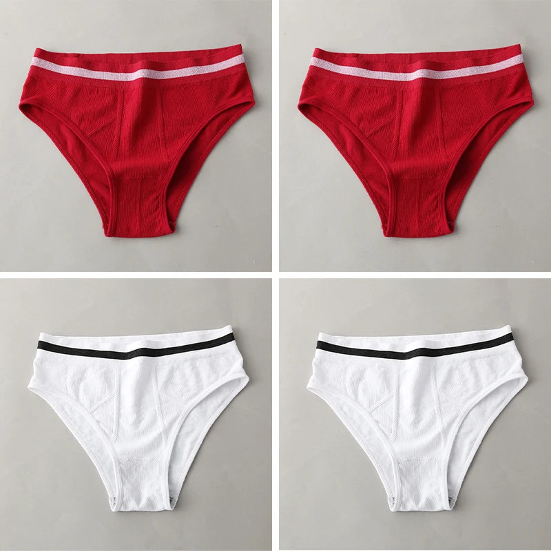 S-3XL 3-5Pcs Women Sport Briefs High Waist Panties Comfort Solid Color Underwear Sexy Underpants Intimate Lingerie Soft Briefs