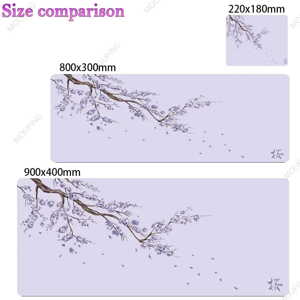 Japan Cherry Blossom Mouse Pad Gray Laptops Gaming Deskmat Sakura Mousepad Anime Office Carpet Gamer Keyboard Computer Desks