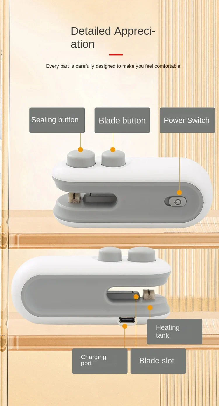 Vacuum Bag Sealing Machine Plastic Package Sealer Bags Clip Bag Handheld Sealer Food Packaging Heat Sealer For Home