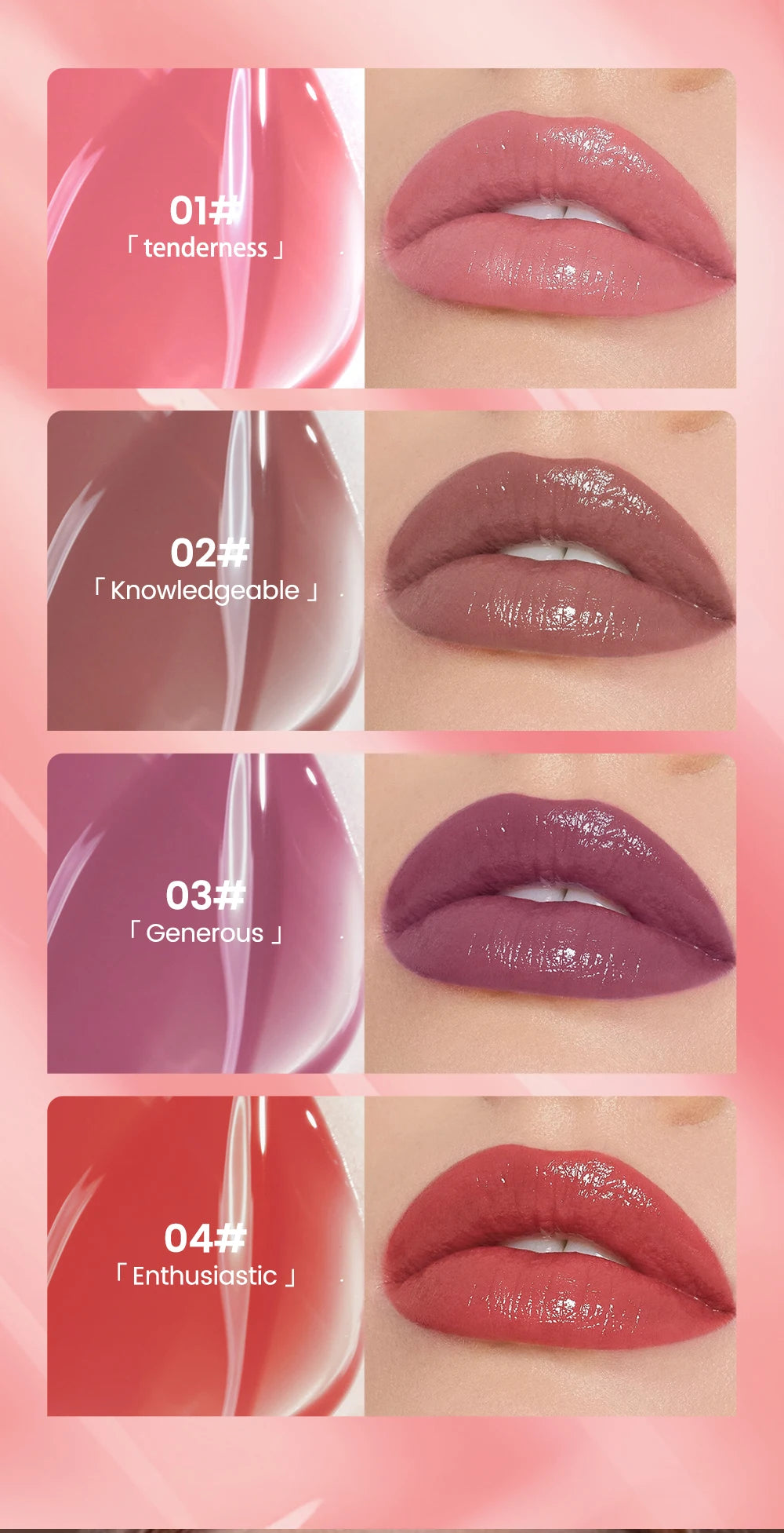 QIBEST Watery Gloss Lip Glaze Moisturizing Long Lasting Sexy Red Liquid Lipstick Mirror Glossy Lip Gloss Tint Cosmetic For Women