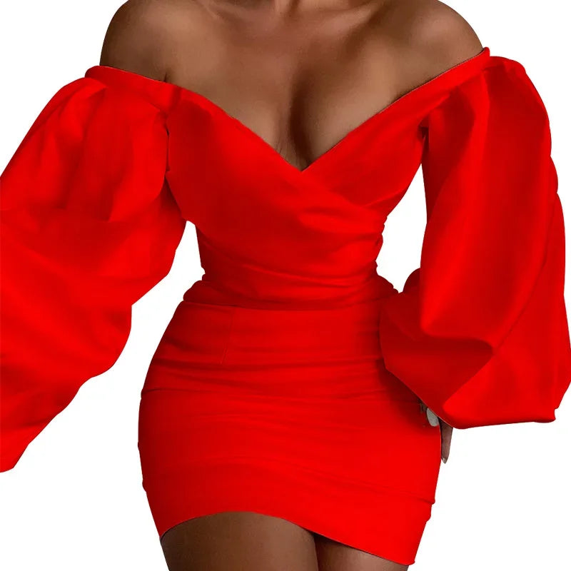 LN289 Women's Off-The-Shoulder Sexy Slimming Dress European And American Style Fashion Autumn/Winter 2024 Plus Size In Stock