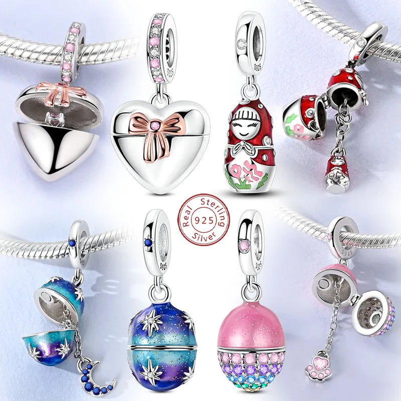 Original Charms Beads Pendant 925 Sterling Silver Red Polka Dot Doll Charms Fit Bracelet Necklace Pendant For Women Jewelry Gift