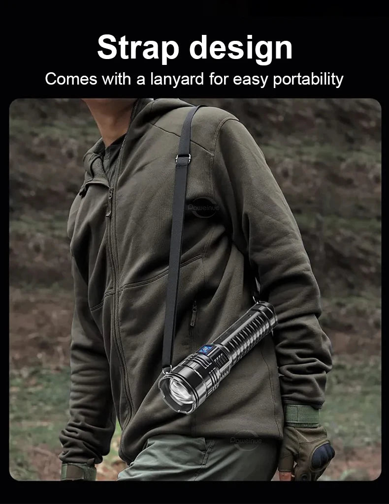 500000LM Ultra Bright LED Flashlight Bult-in Battery Most Powerful Flashlights Tactical Lantern COB Lights Emergency Spotlights