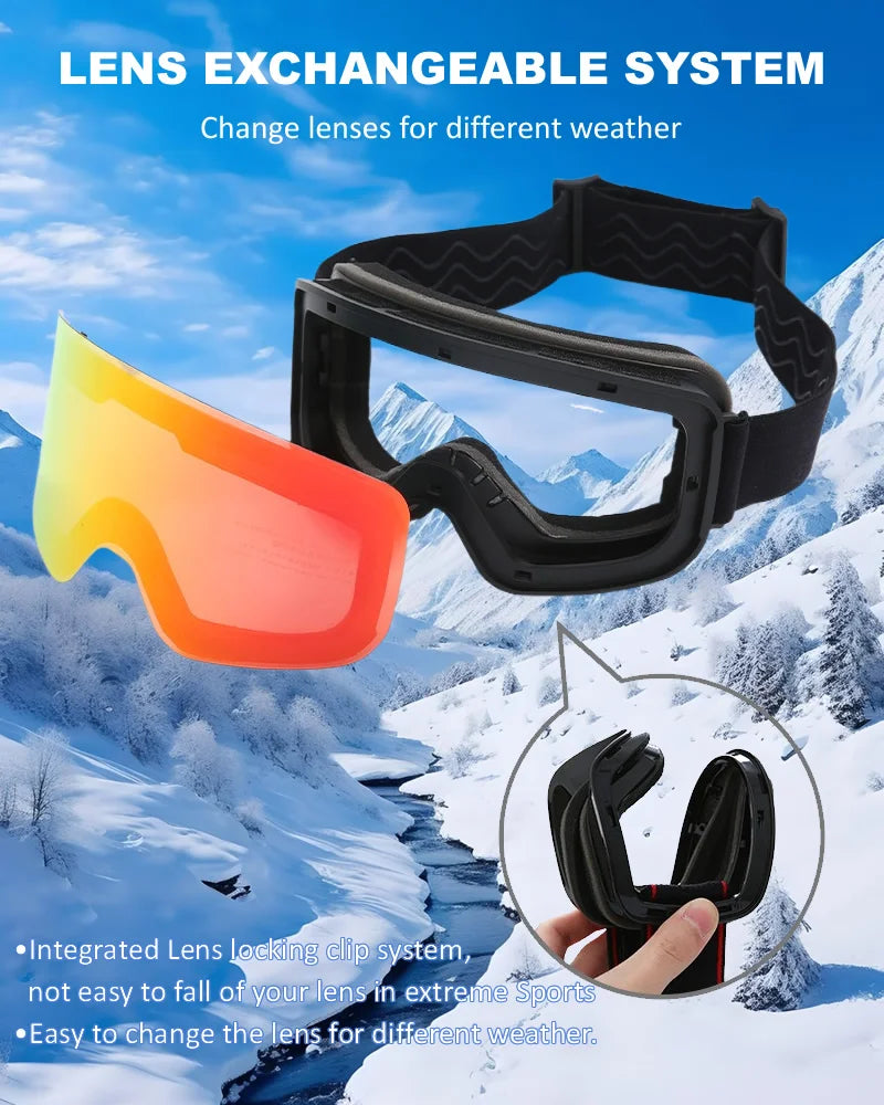 Double Layer Anti-Fog Adult Ski Goggles Outdoor Sports Snowboard Snowmobile Glasses Eyewear Full REVO Coating Snow Goggles UV400