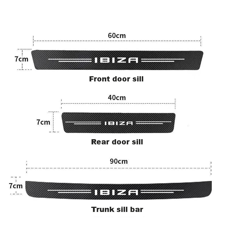 Carbon Fiber Car Door Threshold Sill Protector Trunk Stickers For Seat IBIZA Car Accessories