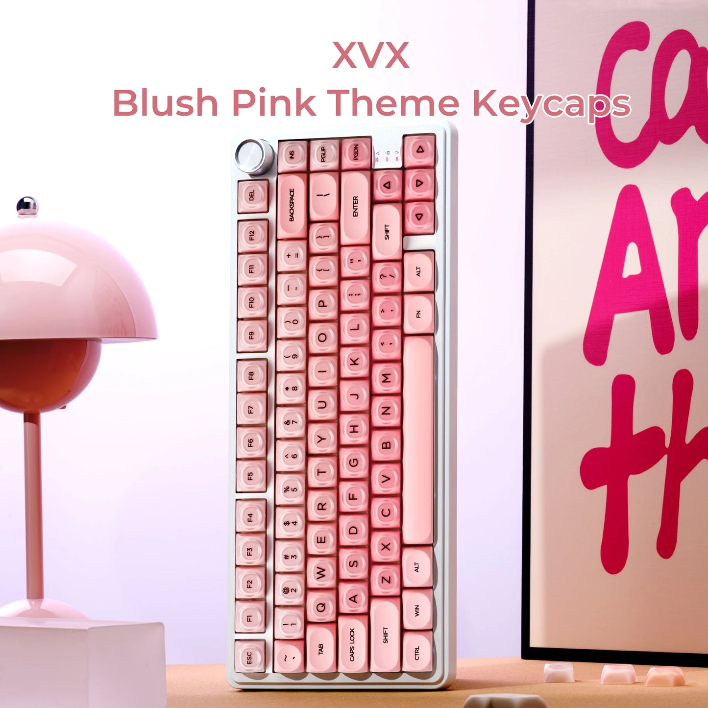 XVX Pink Keycap Clear 132 Keys Dye Sublimation Pbt+Pc HOA Profile Foundation Key Cap for Mechanical Keyboard 75% Keycaps