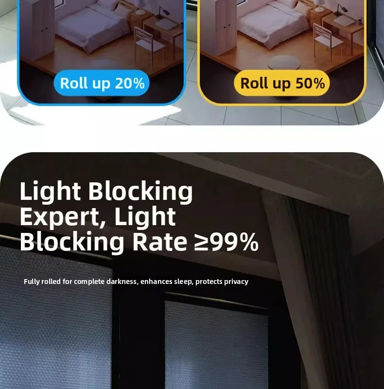 Double Sided Aluminum Foil Sun Block Curtain Retractable Heat Insulation Roller Blind Anti-UV Heat Insulation Window Sunscreen