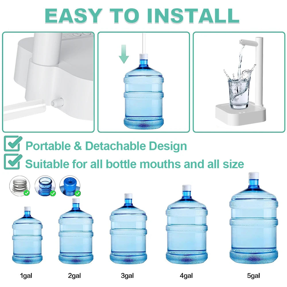 Electric Water Gallon Pump Automatic Water Dispenser Pump 19 Liters Desktop Portable Water Pump Bottle Barrel T30 Rechargeable