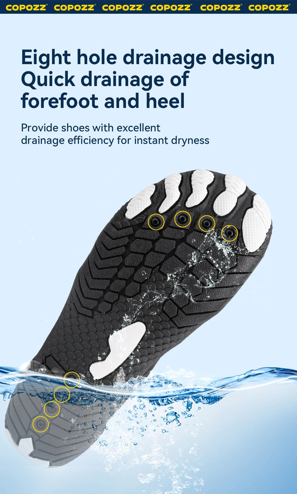 COPOZZ Unisex Water Shoes Barefoot Shoes Outdoor Beach Water Sports Upstream Aqua Shoes Sport Running Fitness Non-slip Sneakers