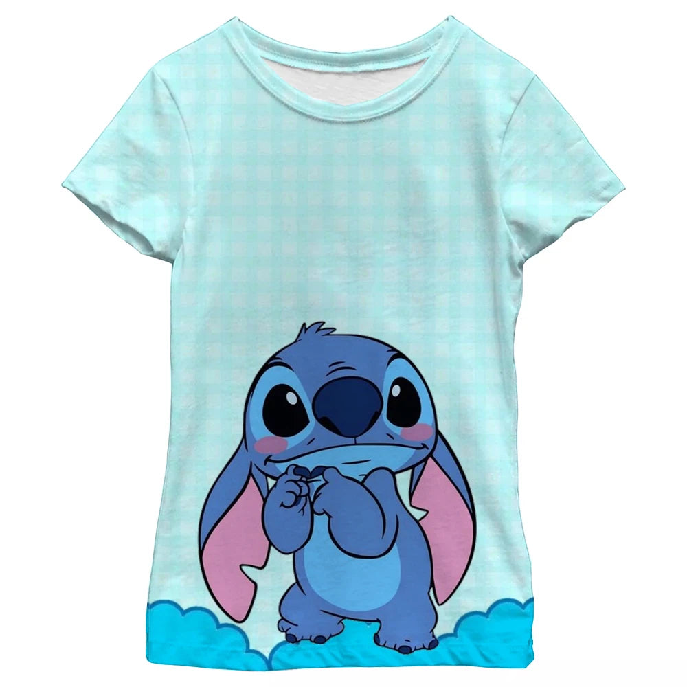 New Kawaii Lilo Stitch Cartoon T Shirt Children Kids Stitch Cute Manga T-shirt Y2k Graphic Tshirt Girl Boy Top Tees Lilo Stich