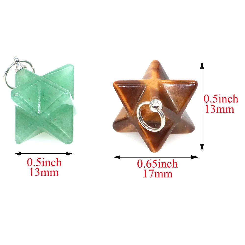 13mm Merkaba Star Pendant Natural Hexagram Stone Necklace Reiki Healing Crystal Wiccan Energy Gemston For DIY Jewelry Home Decor