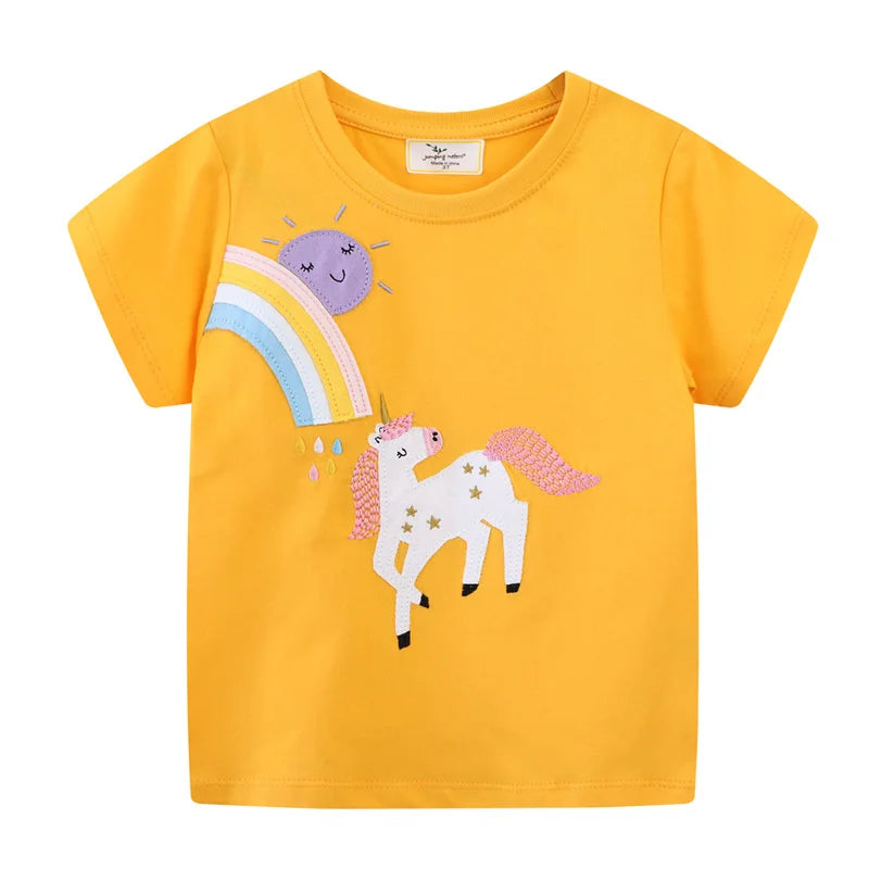 Jumping Meters 2-7T Animals Print 100% Cotton Baby Girls Tees Cotton Summer Toddler Clothes Kids Tops Children's Tshirts
