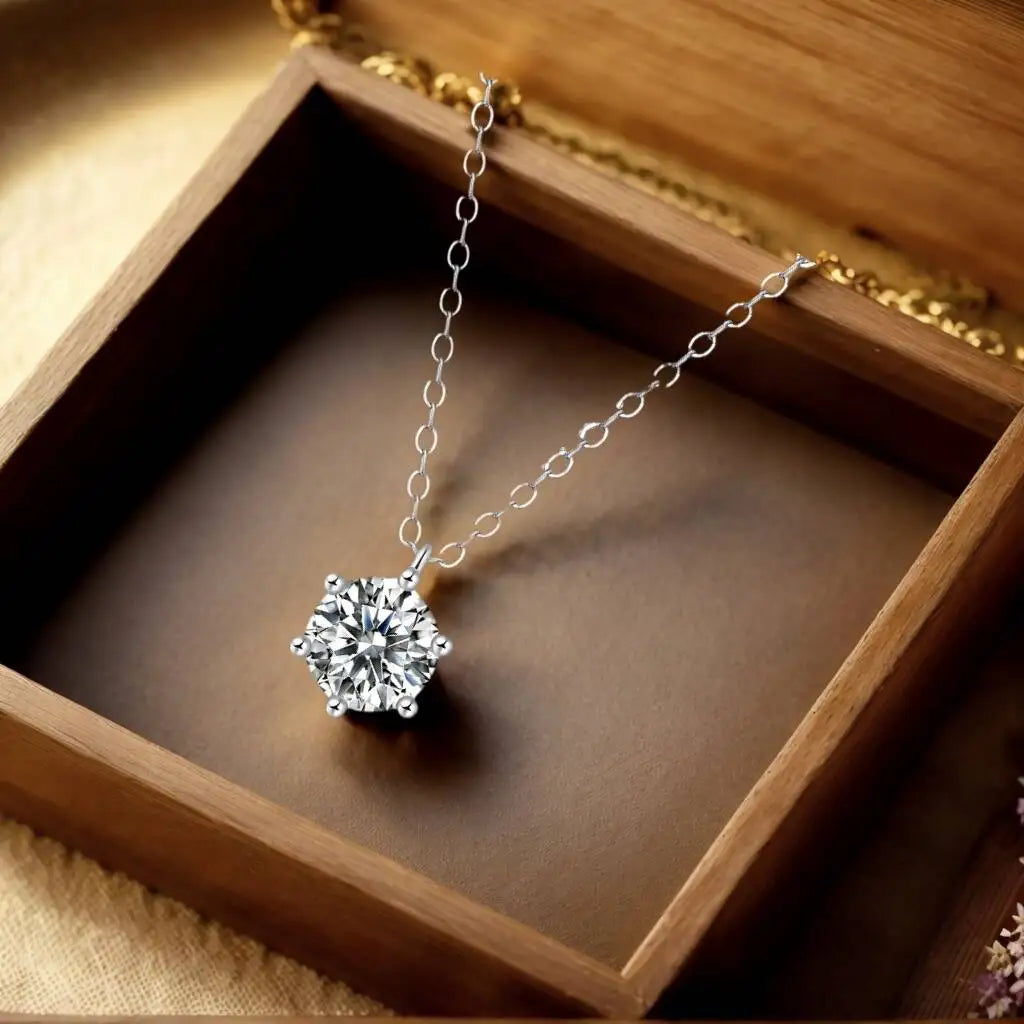 TY 0.5-2ct Moissanite Necklaces S925 Silver Engagement Moissanite Necklace Pendant Man And Woman For Wedding Anniversary Gift