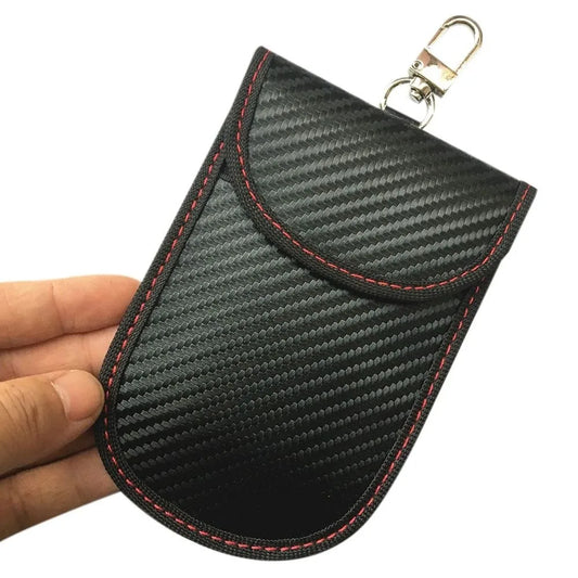 RFID Signal Blocking Holder Black Carbon Fiber Key Fob Cage Anti-Theft Security Protection Key Storage Bag Car Keys Pouch