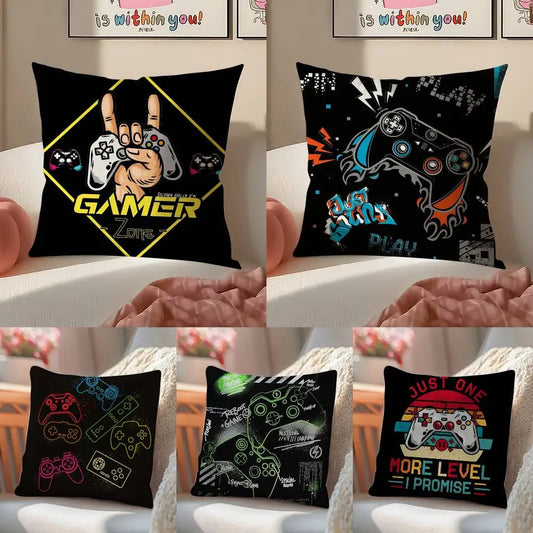 Colorful Graffiti Game Gamepad Pillow Case Anti-dustmite Pillowcase Invisible zipper silky Sofa cushion cover