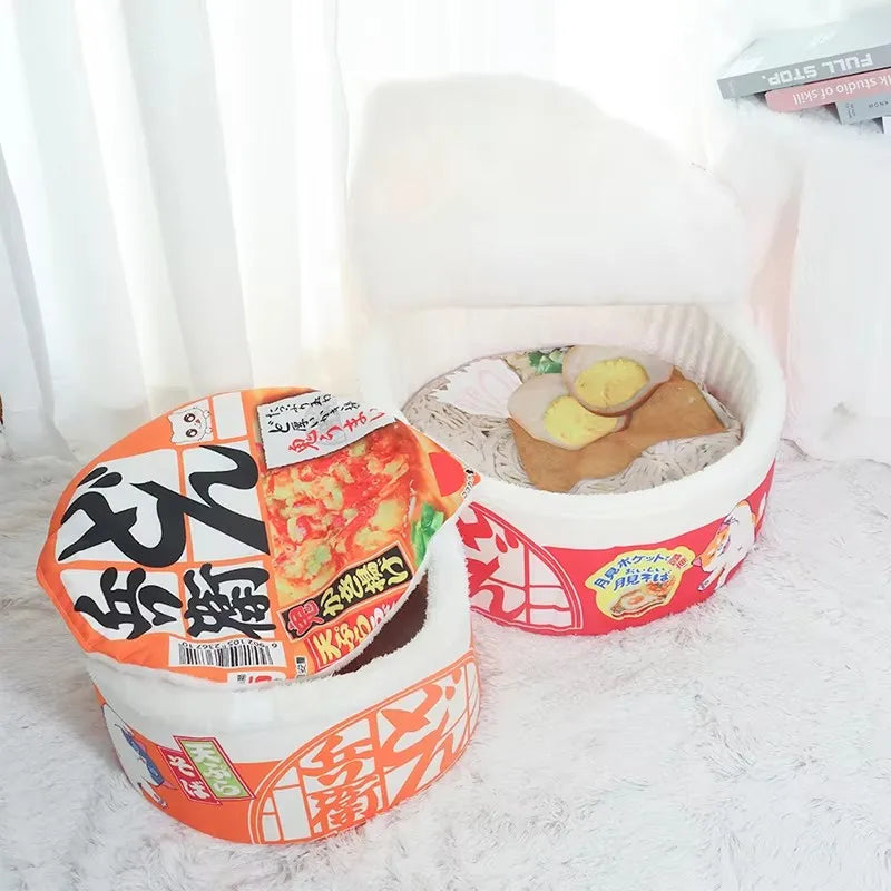 Pet Dog Cat House Kennel Super Large Instant Noodle Warm Dog Cat Nest Beds Cushion Udon Cup Noodle Pet Bed Cozy Nest