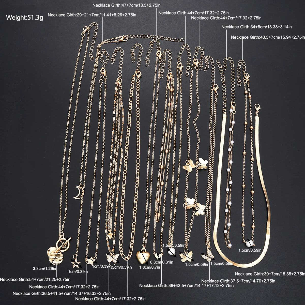 Simple Stackable Necklaces Set for Women Fashion Butterfly Heart Star Pearl Moon Pendant Necklaces Boho Jewelry Gifts 2025