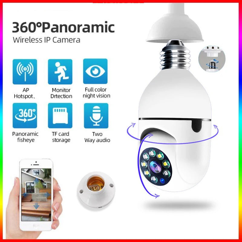 Bulb E27 Surveillance Camera Full Color Night Vision Automatic Human Tracking Zoom Indoor Security Monitor Wifi Miini IP Camera