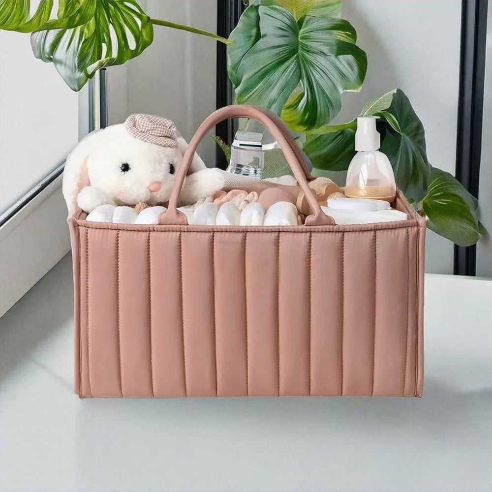 Large Capacity Baby Diaper Organizer Floral Beige Multi-Pocket Foldable Mommy Bag Multifunctional Portable Diaper Storage Bag