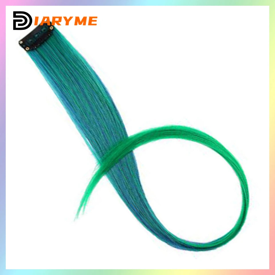 Colorful Hair Extensions Curly One Clip in Synthetic Long Hairpiece For Girls Women Kid Multi-colors Party Highlights Wig Piece