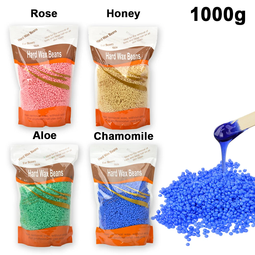 1000g Hard Wax Beans Hot Film Depilatory Wax Beads Full Body Hair Removal Wax for Wax Heater Machine Beauty Tools