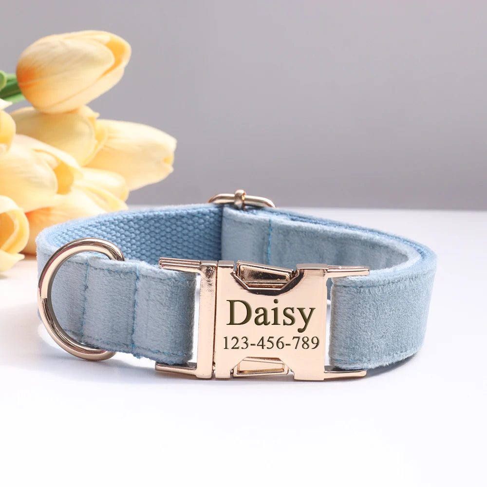 Personalized Dog Collar Bow Set Customized ID Name Tel Engraving Name for Small Medium Large Dogs Adjustable Dog Leash