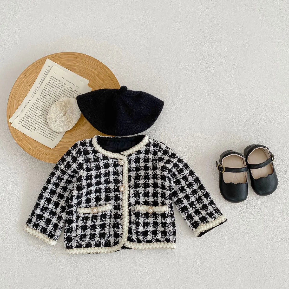 Girl Clothing Set 2026 Spring Baby Tweed Plaid Girl's Two Piece Suit Jacket+ Short Pants Sweet Girl's Suit
