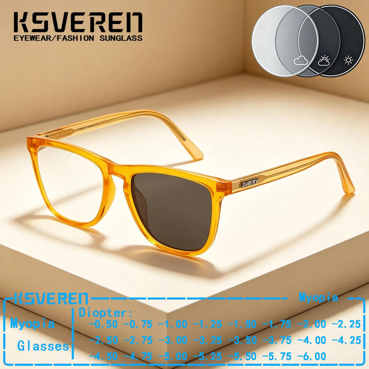 TR90 Square Photochromic Myopia Glasses Men Women Brand Finished Color Changing Driving Nearsighted Eyewear Negative Diopter ﻿