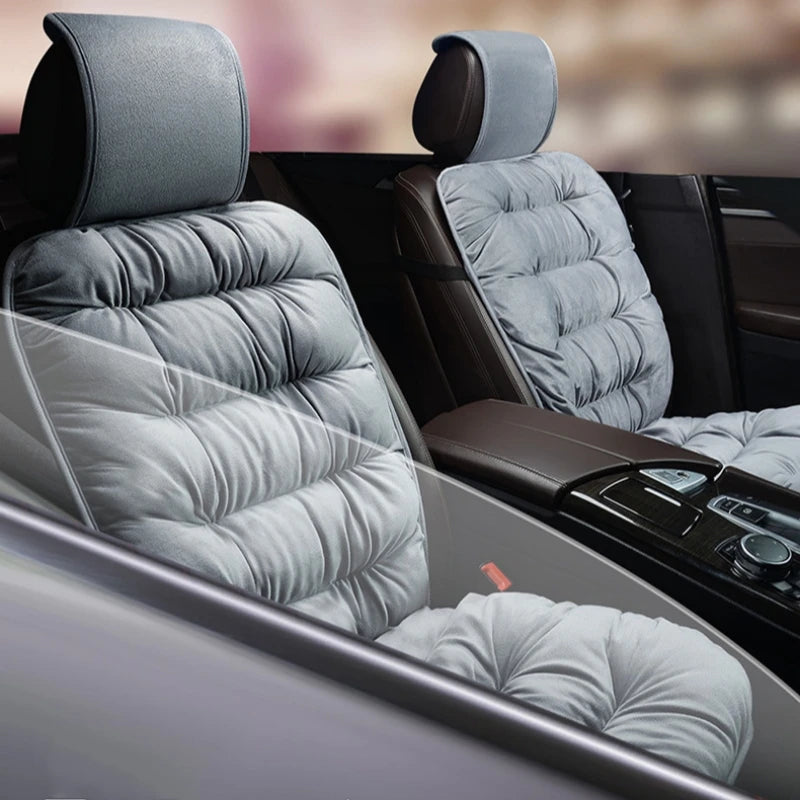 A Soft Plush Car Seat Cover, with Backrest Comfortable Car Seat Protection Pad, Universal Winter Warm Car Interior Accessories