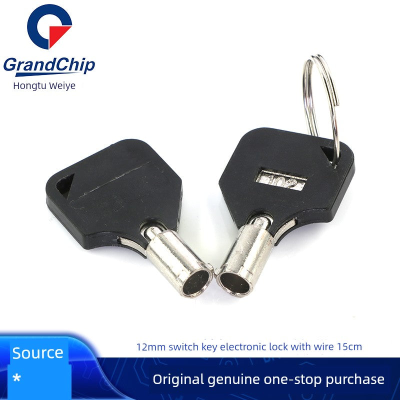 12mm Switch Key with Wire Power Lock Elevator Base Station Lock off/on Telephone Lock Switch Single Dial/Double Dial