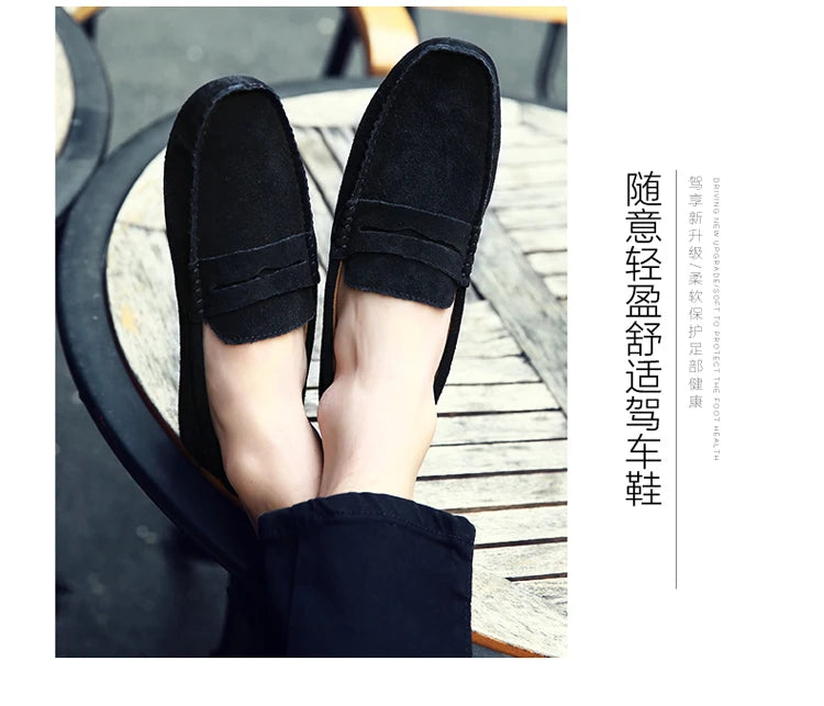 Men's Casual Fashion Genuine Leather Loafers Moccasins Slip-On Driving Shoes 38-50 Size Range Male Flats Comfort Footwear