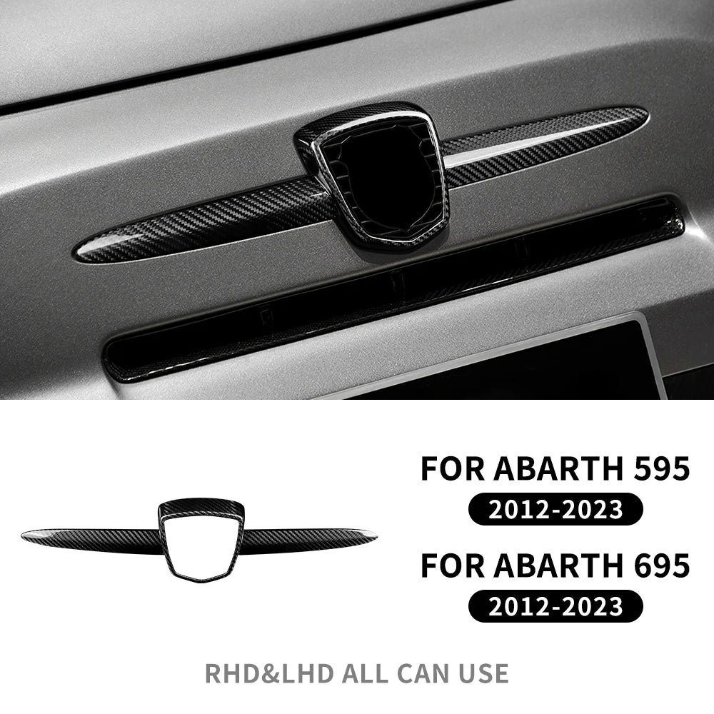 Real Hard Carbon Fiber For Abarth 595 695 2012 2013 2014 2015 2016 2017 2018 2019 2020 2021-2023 Front Badge Whiskers Logo Frame