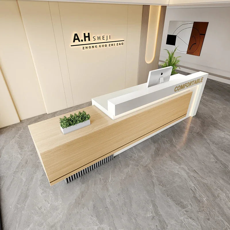 Luxury European Reception Desks Trendy Simple Unique Reception Desk Quality Elegant Comptoir Magasin Commercial Furniture